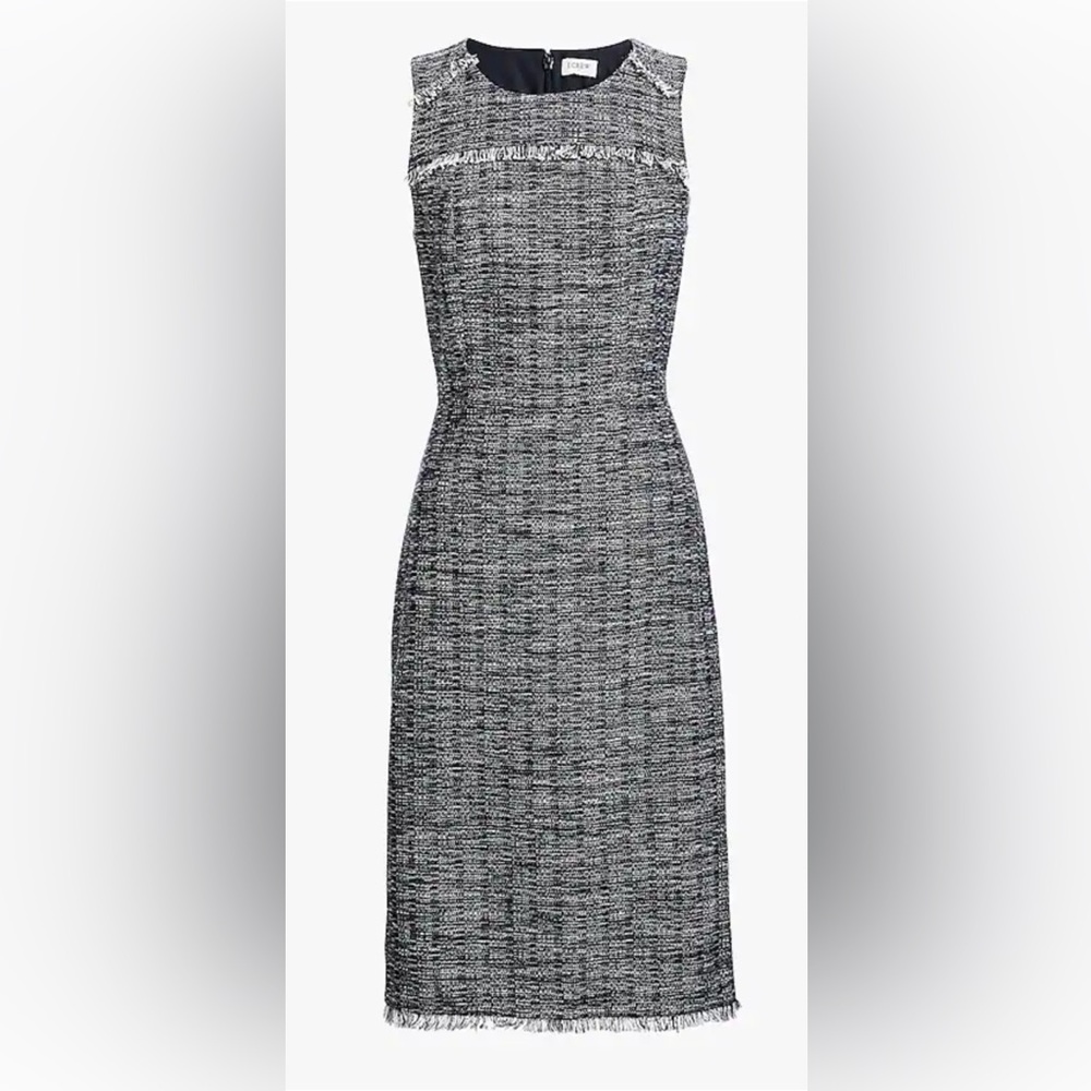 NWT J.Crew size 00 Tweed fringe sheath dress